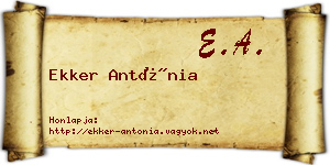 Ekker Antónia névjegykártya