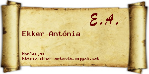 Ekker Antónia névjegykártya